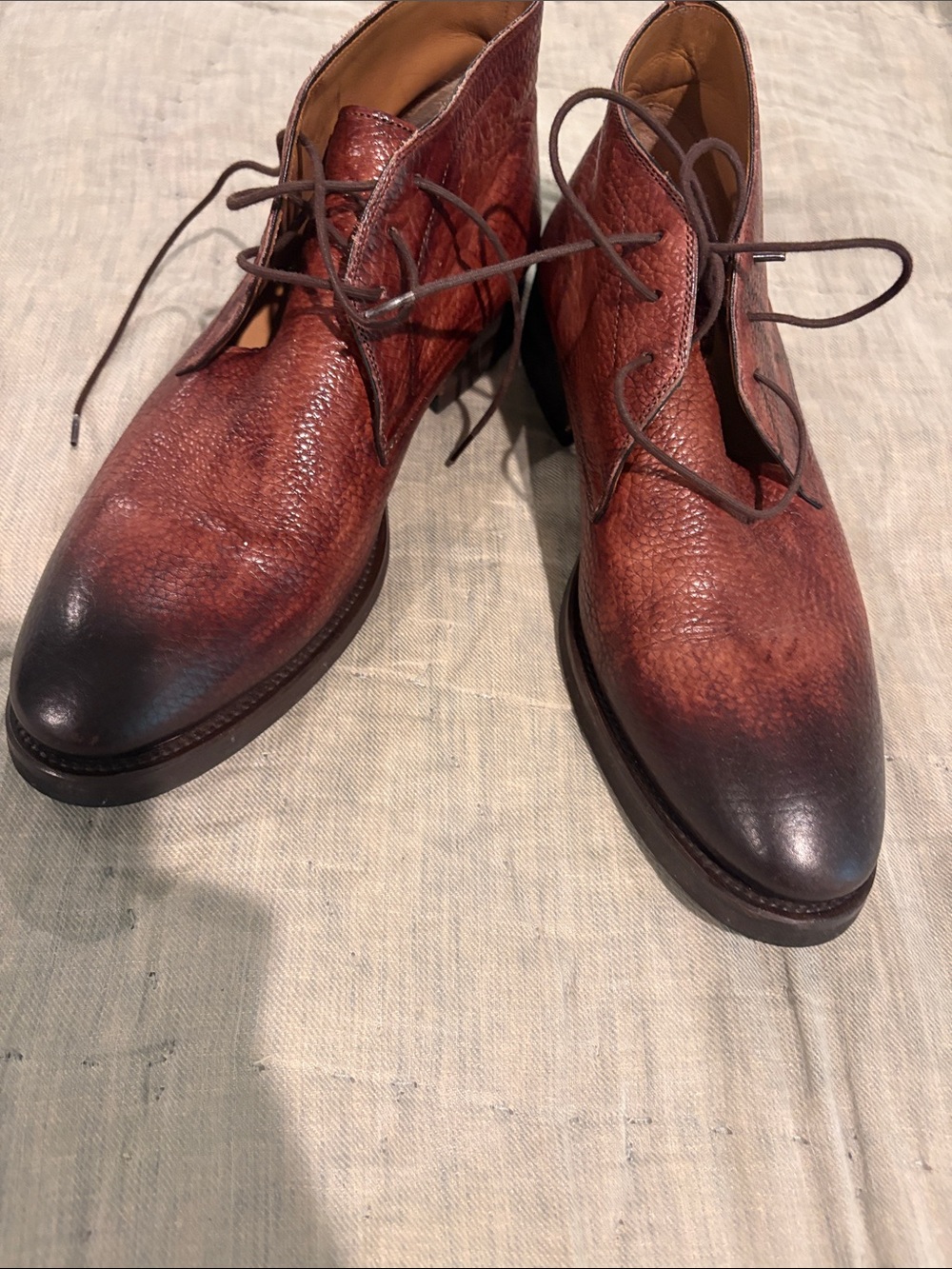 Magnanni Flex 9.5 Men's Leather Lace-Up Boots - Brown Burnished